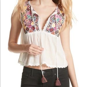 Free People - Lohri Embroidered Tassel Top